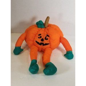 Vintage Pumpkin Nylon Stuffed Plush Shelf Sitter Toy-O-Rama Halloween
